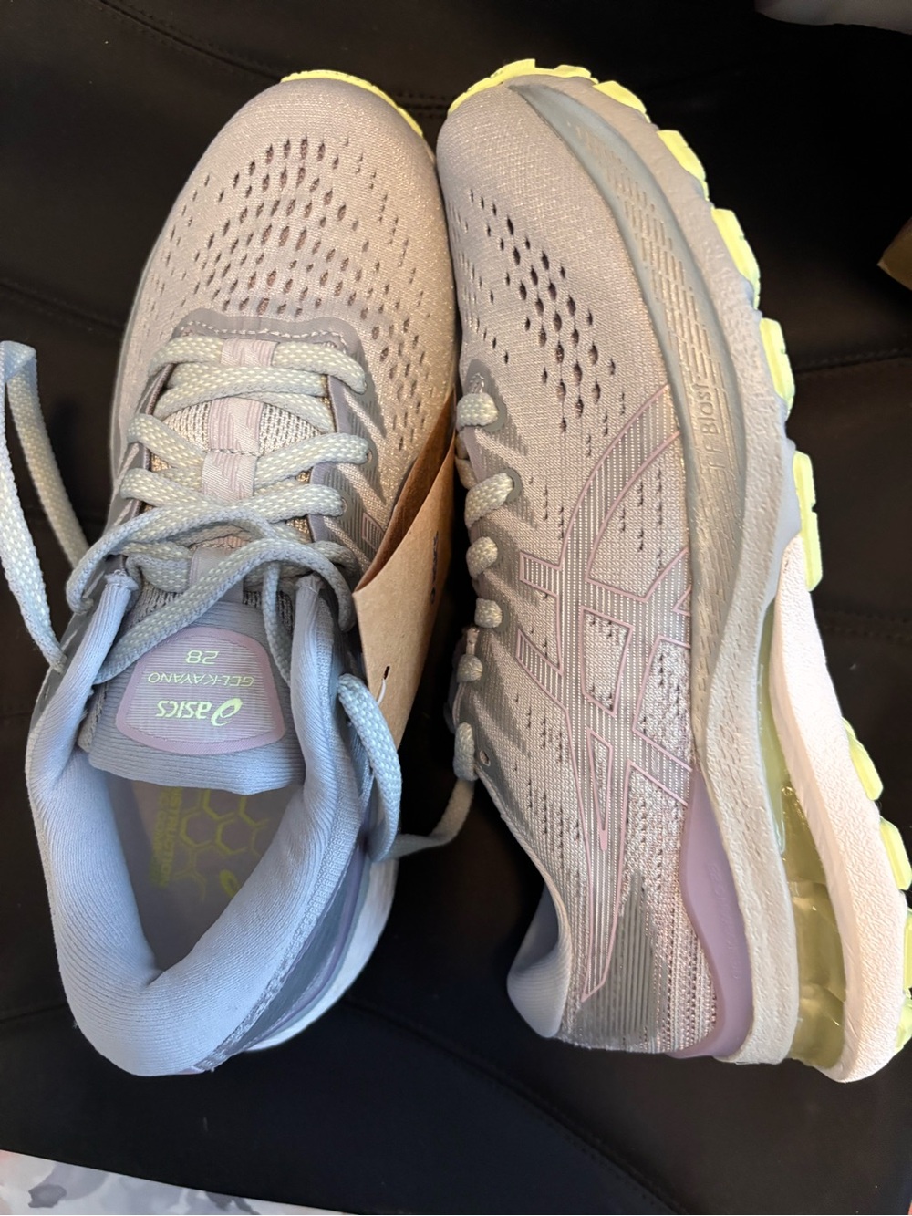 ASICS Women's Athletic Running Shoes in Light Gray with Yellow Accents